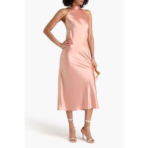 NWT GALVAN LONDON Satin halterneck midi dress US 4 $1169